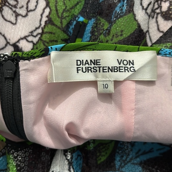 DIANE VON FURSTENBERG Boswell Sequined Floral Pencil Skirt Size 10 - Picture 8 of 10